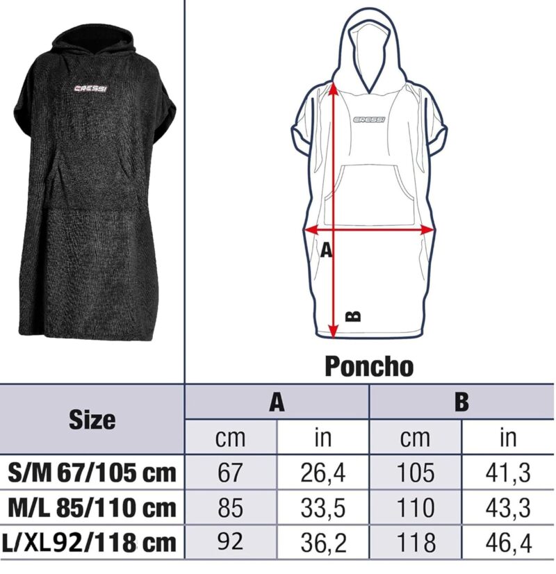 Cressi PONCHO ROBE UNISEX L/XL 92X118CM BLACK - Image 6