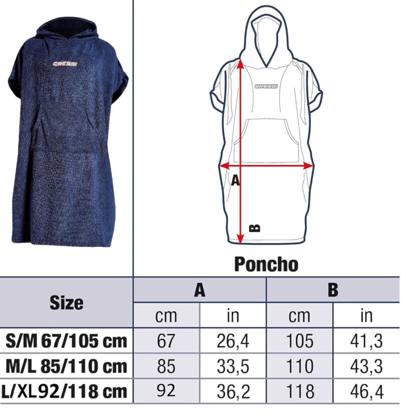 Cressi PONCHO ROBE UNISEX L/XL 92X118CM BLUE NAVY - Image 7