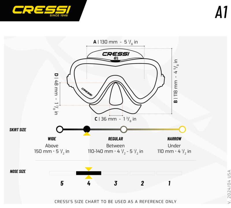 Cressi A1 MASK BLACK/YELLOW CLEAR LENS ANTI FOG - Image 5