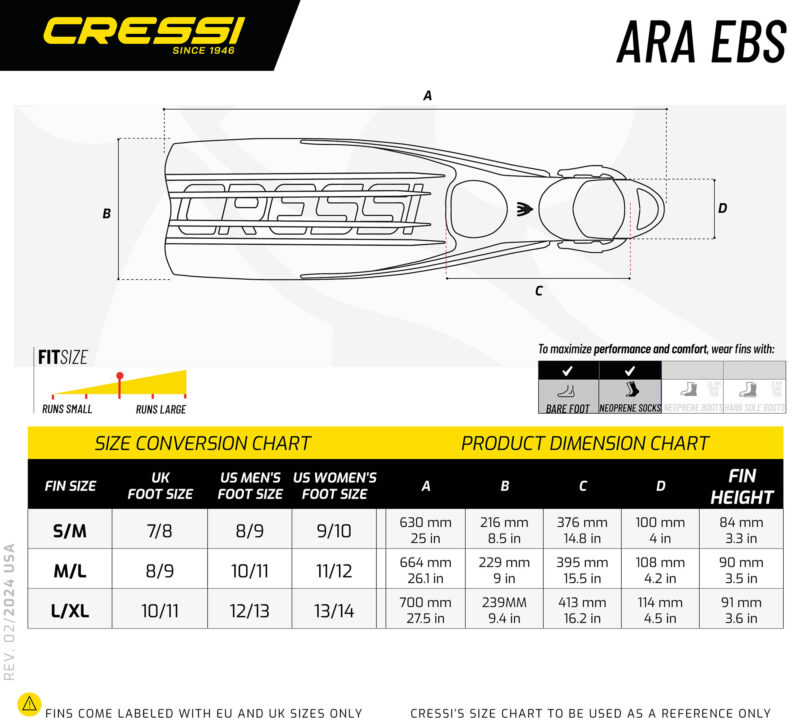 Cressi ARA EBS FINS BLACK M/L (8/9) - Image 7