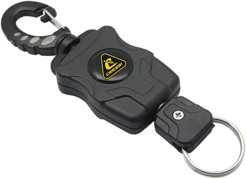 Cressi MINI RETRACTABLE LANYARD AUTO-RECOIL W/STAINLESS RING