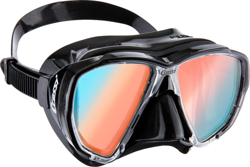 Cressi BIG EYES MASK BLACK/BLACK 380 UV BLUE/ORANGE LENSES
