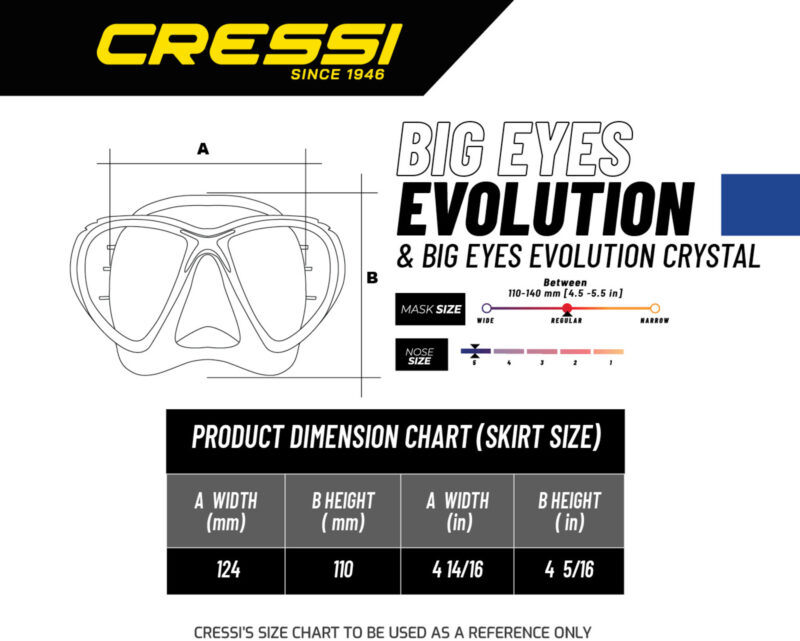 Cressi BIG EYES EVOLUTION MASK SIL CRYSTAL/FRAME YELLOW