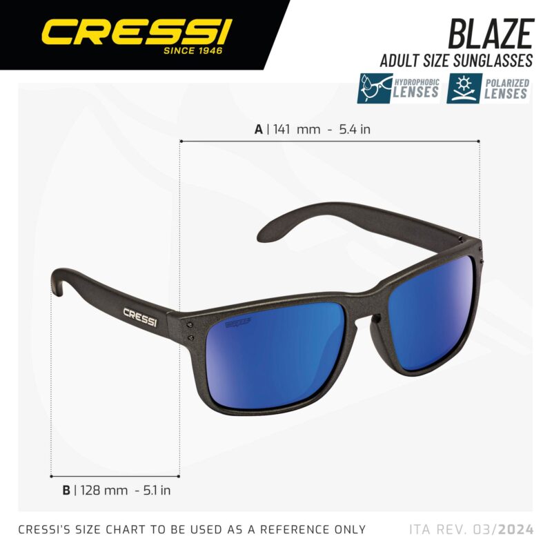 Cressi BLAZE SUNGLASSES MATT BLACK MIRRORED BLUE - Image 3