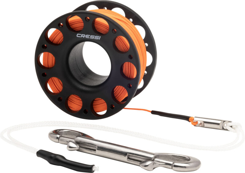 Cressi FINGER SPOOL w/SS BOLT SNAP 15m BLACK