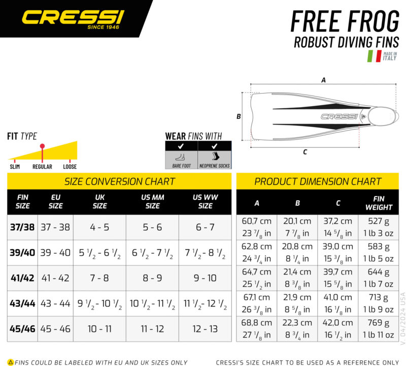 Cressi FREEFROG FINS BLACK/RED 43/44 (8.5/9.5)