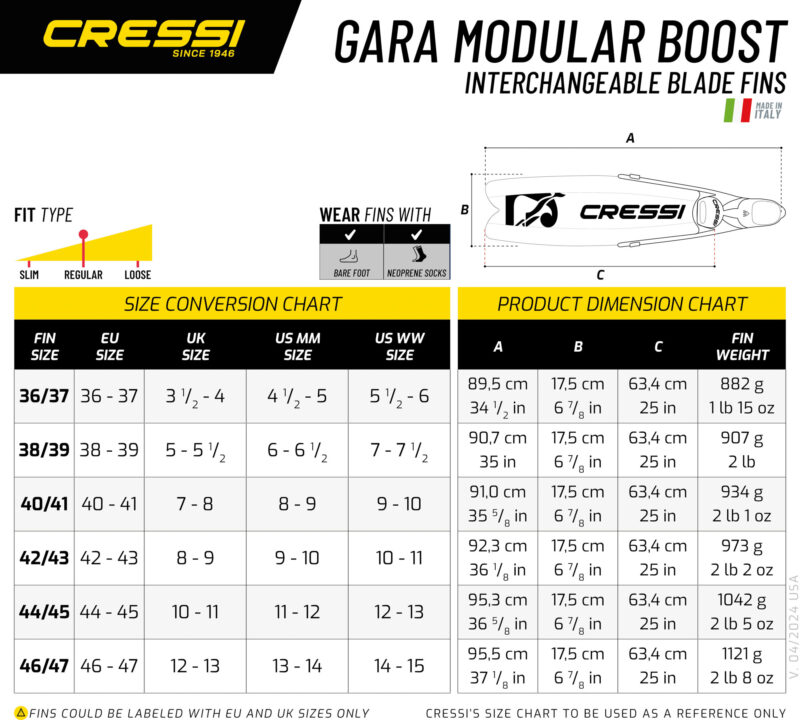 Cressi GARA MODULAR BOOST FINS GREEN 40/41 - Image 6