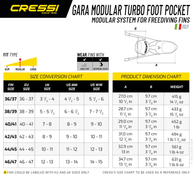 Cressi GARA MODULAR TURBO FOOT POCKET 42/43 (8/9) - Image 4