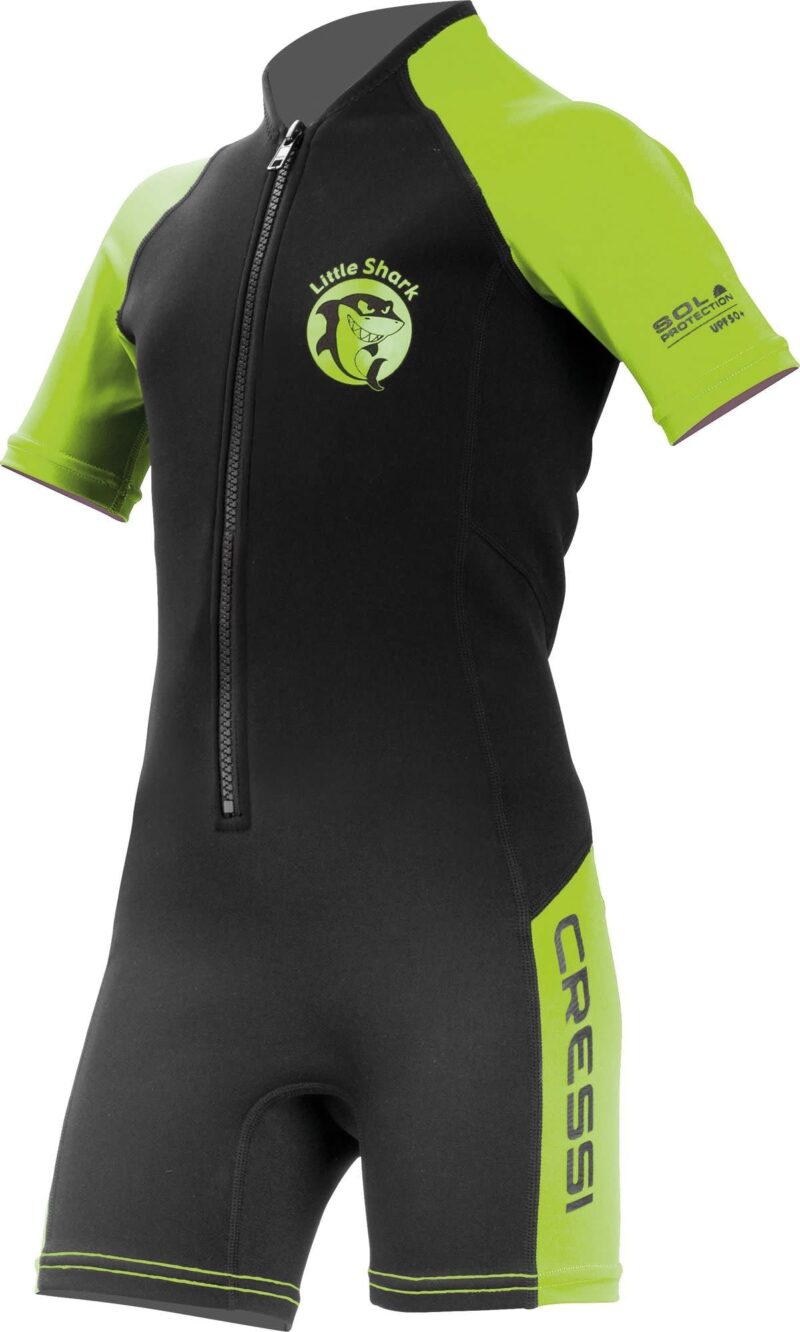 Cressi LITTLE SHARK JR SHORTY WETSUIT S/L BLACK/LIME 2mm Y 11/12 - Image 2
