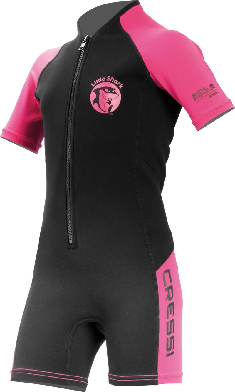 Cressi LITTLE SHARK JR SHORTY WETSUIT S/L BLACK/PINK 2mm Y 3/4 - Image 2