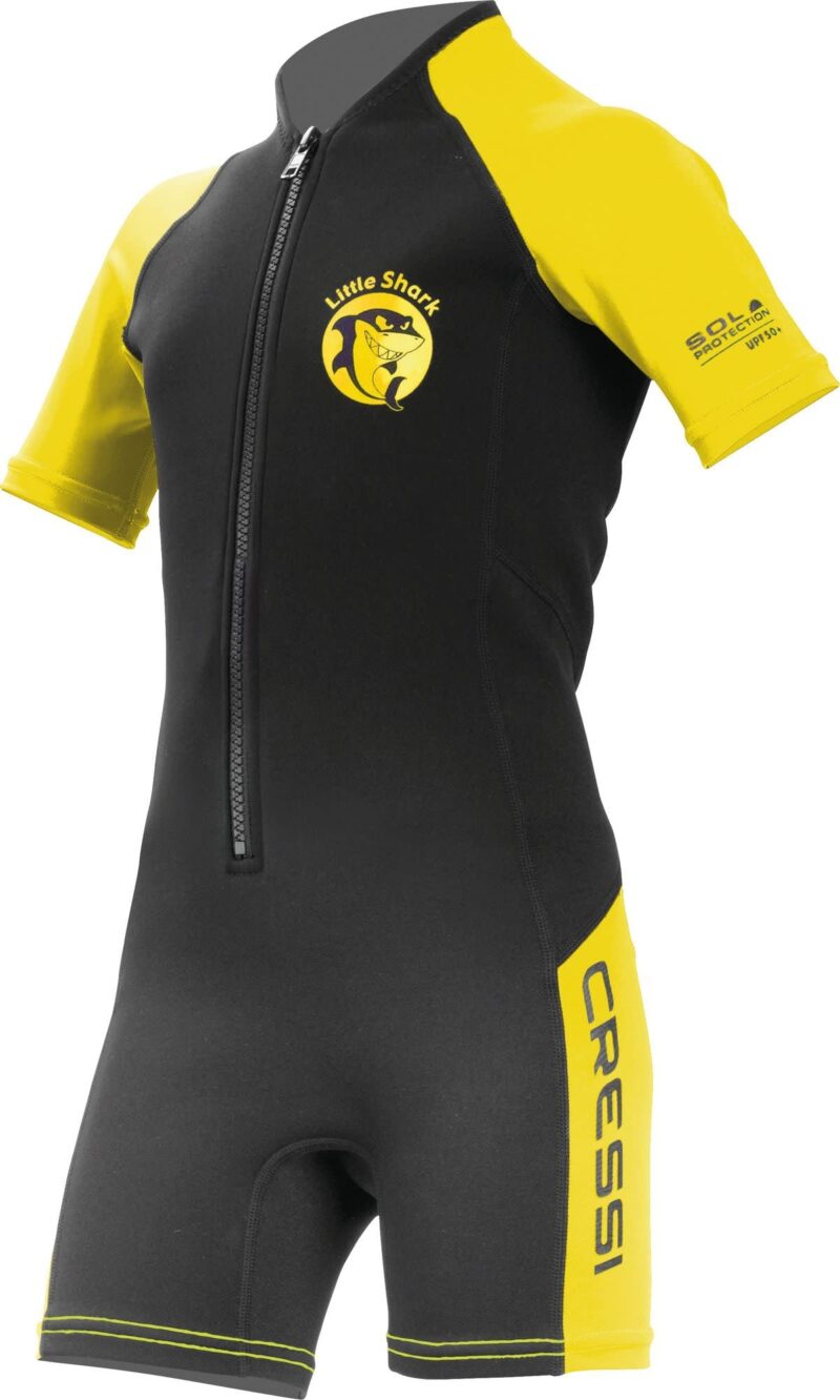 Cressi LITTLE SHARK JR SHORTY WETSUIT S/L BLACK/YELLOW 2mm Y 5/6 - Image 2