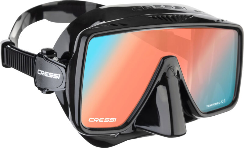 Cressi SF1 MASK BLACK 380 UV BLUE/ORANGE LENSES - Image 2