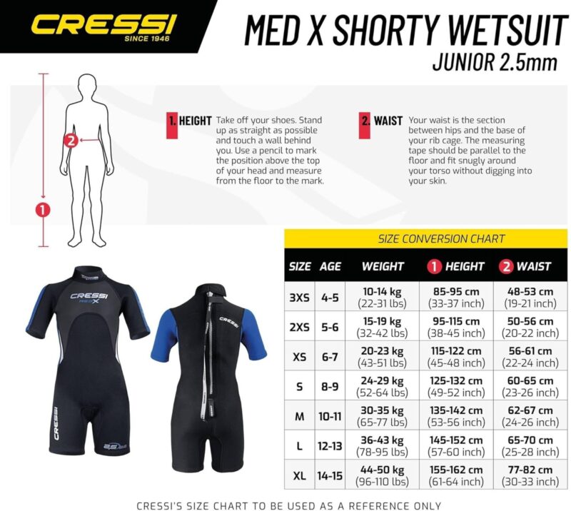 Cressi MED X JR SHORTY WETSUIT 2.5mm M (age10/11) - Image 17
