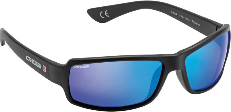 Cressi NINJA SUNGLASSES BLACK MIRRORED LENS BLUE