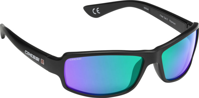 Cressi NINJA SUNGLASSES BLACK MIRRORED LENS GREEN