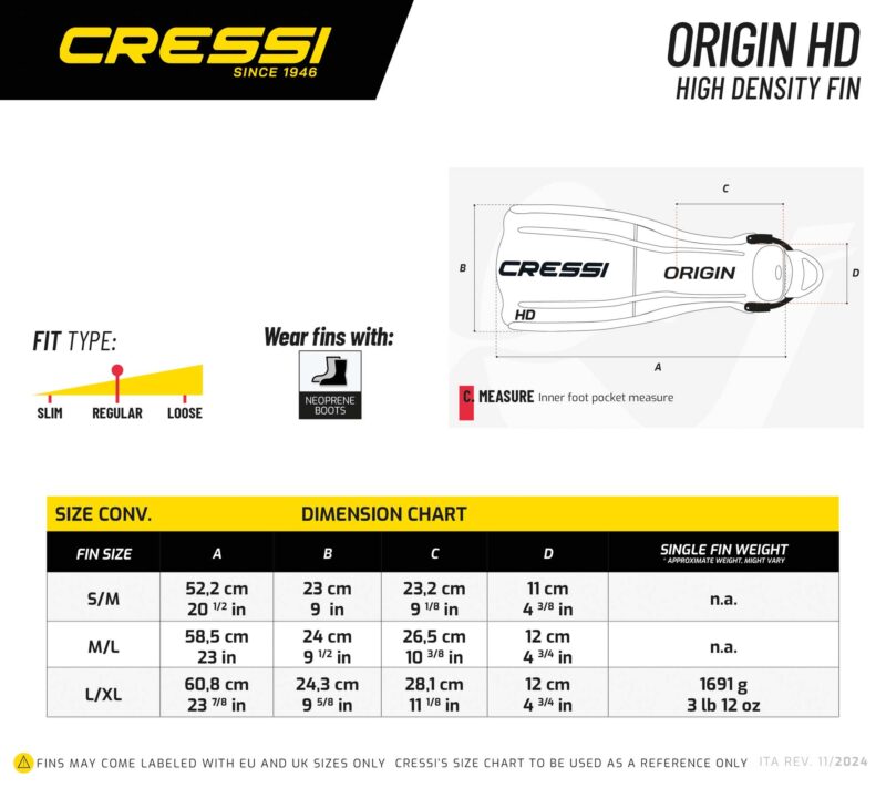 Cressi ORIGIN FINS HD BLACK S/M - Image 5