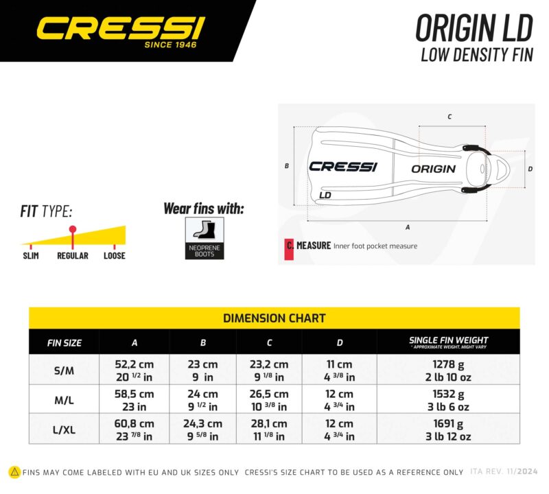 Cressi ORIGIN FINS LD YELLOW S/M