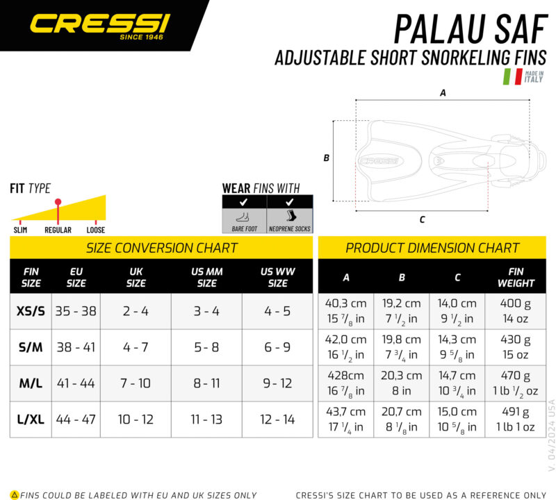 Cressi PALAU SAF FINS BLACK/PINK S/M (38/41)
