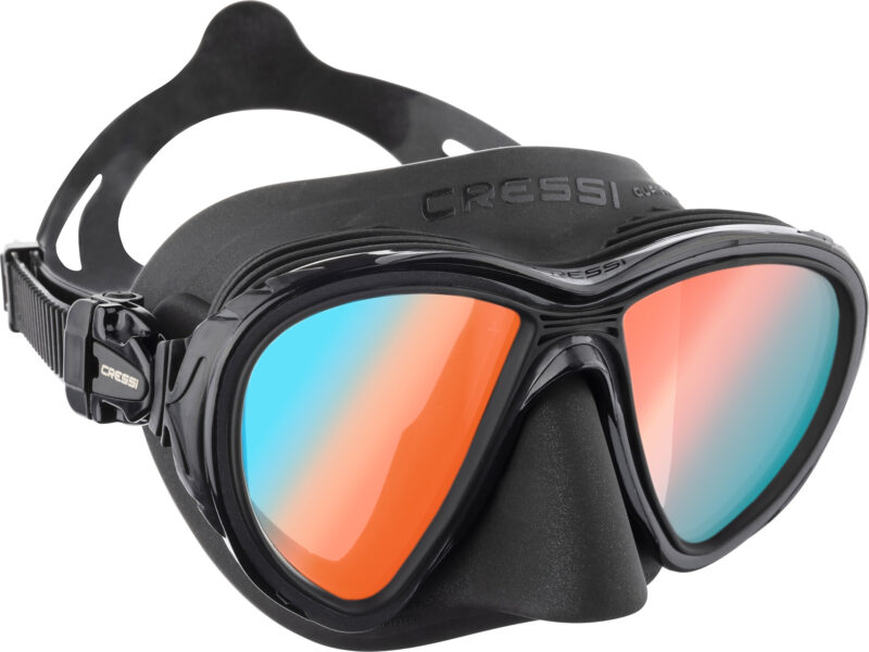 Cressi QUANTUM MASK BLACK/BLACK 420 UV BLUE/ORANGE LENSES - Image 2