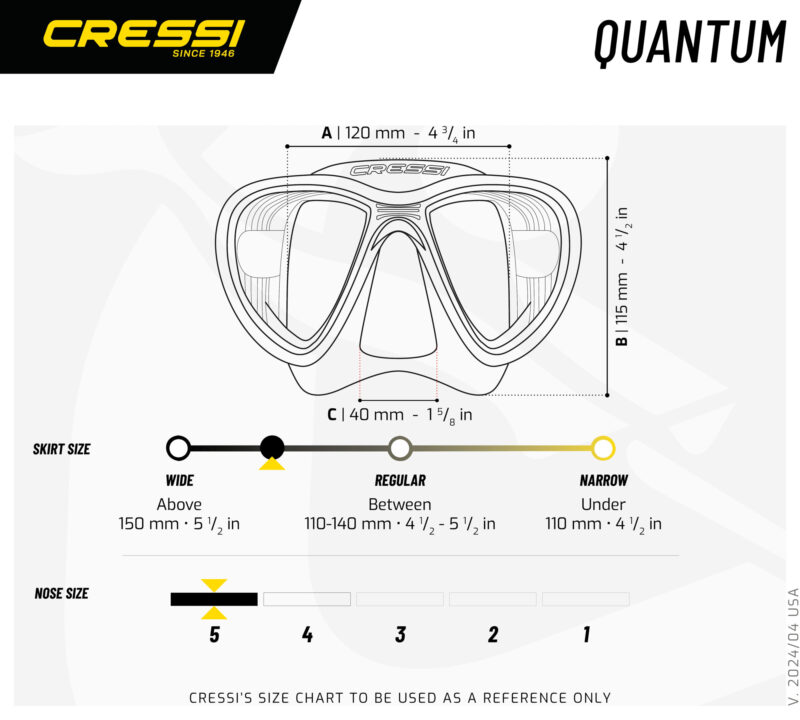 Cressi QUANTUM MASK BLACK/BLACK SPECTRA MIRRORED LENS SILVER - Image 5