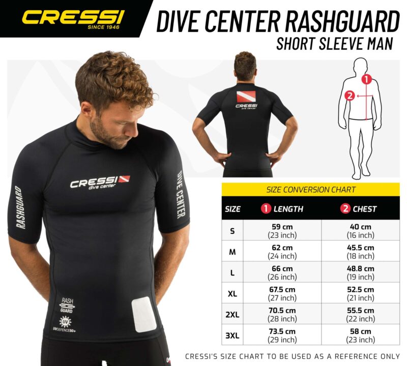 Cressi DIVE CENTER MAN RASH GUARD SHORT/SL BLACK S/2 (48) - Image 2