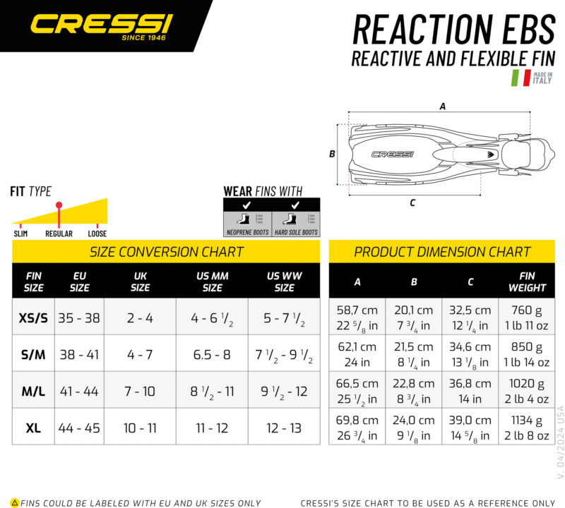 Cressi REACTION EBS FINS BLUE/AZURE M/L (8/9) - Image 4