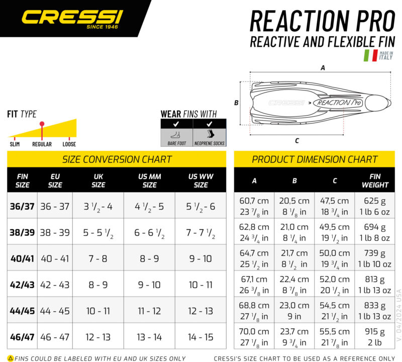 Cressi REACTION PRO FINS BLACK/SILVER 46/47 (12/13) - Image 4