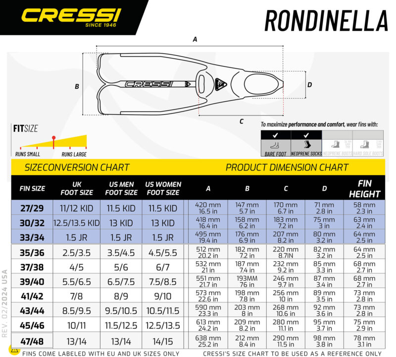 Cressi RONDINELLA FINS BLUE 39/40 (5,5/6,5) - Image 4