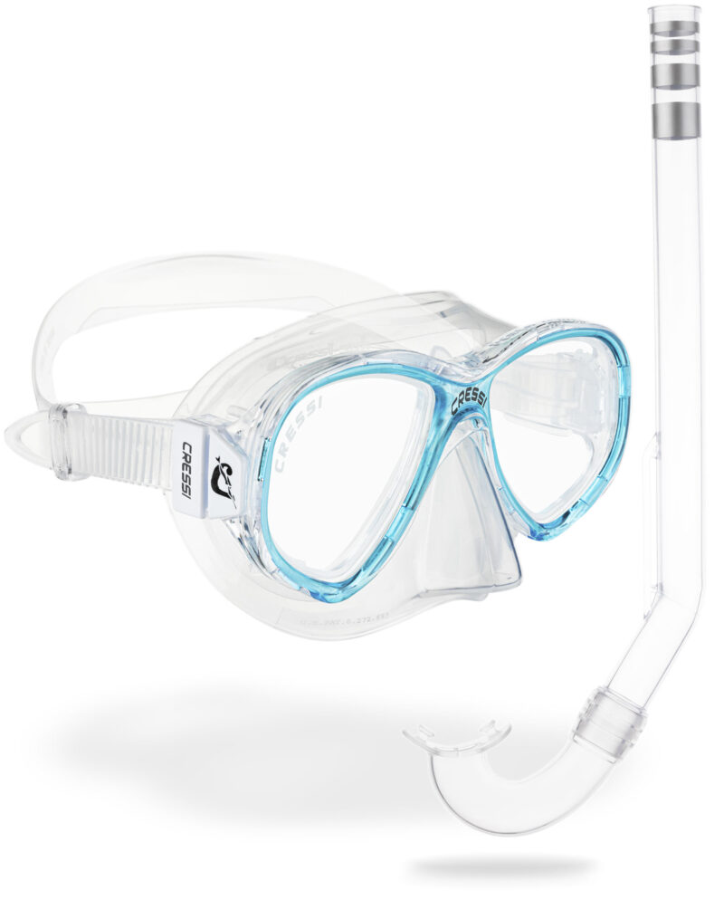 Cressi PERLA JR + MINIGRINGO COMBO CLEAR/AQUAMARINE