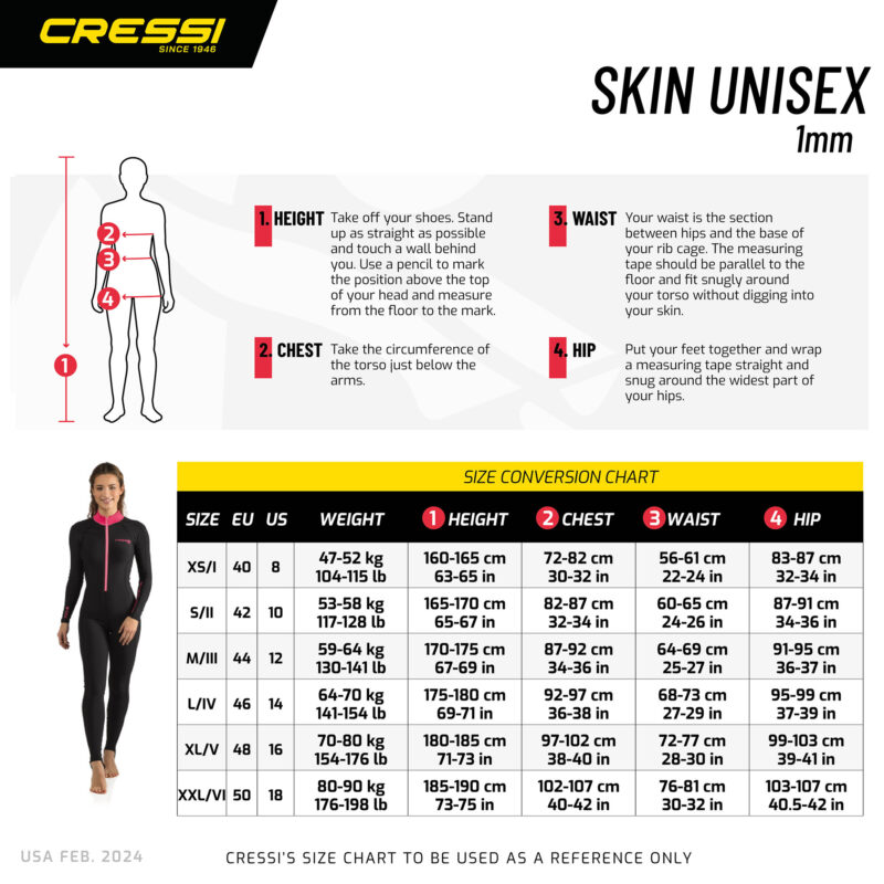 Cressi SKIN LADY MONOPIECE WETSUIT BLACK/PINK 1mm XS/1 - Image 8