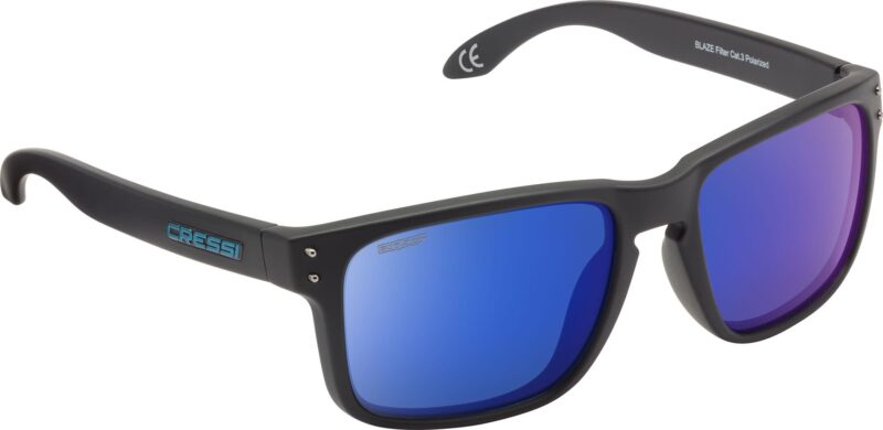 Cressi BLAZE SUNGLASSES MATT BLACK MIRRORED BLUE