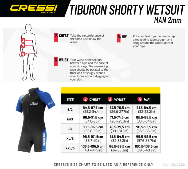 Cressi TIBURON MAN SHORTY WETSUIT BLACK/BLUE 2mm L/4 - Image 10