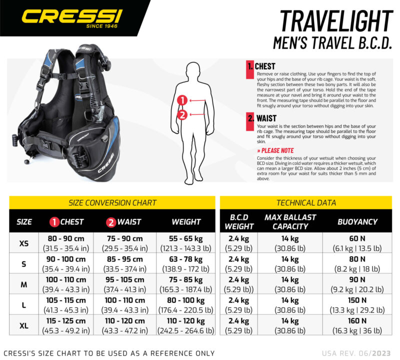 Cressi TRAVELIGHT B.C.'D BLUE L