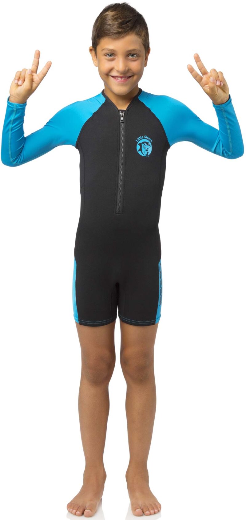 Cressi LITTLE SHARK SHORTY WETSUIT BLACK/BLUE 2mm L/S Y 11/12 - Image 2